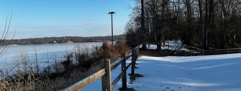 Snowy fence line at Mason Neck State Park